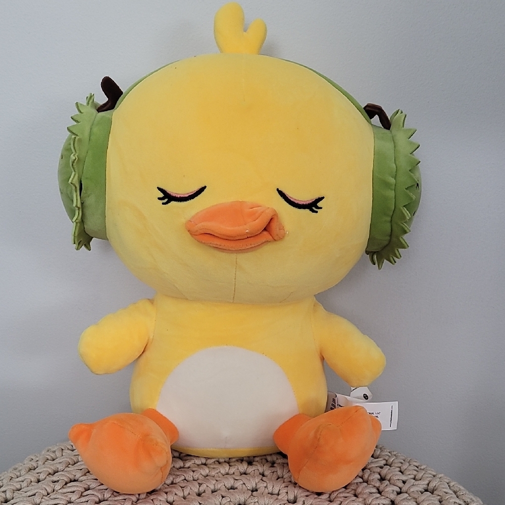 Yellow Duck Plush with Green Earmuffs